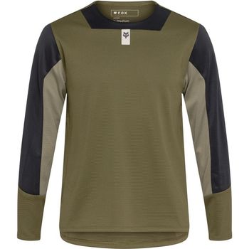 Fox Youth Defend Long Sleeve Jersey - Olive Green