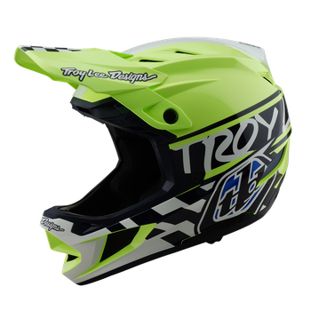 Troy Lee Designs D4 AS Polyacrylite Helmet Fifty-50 - Navy/Glo Yellow