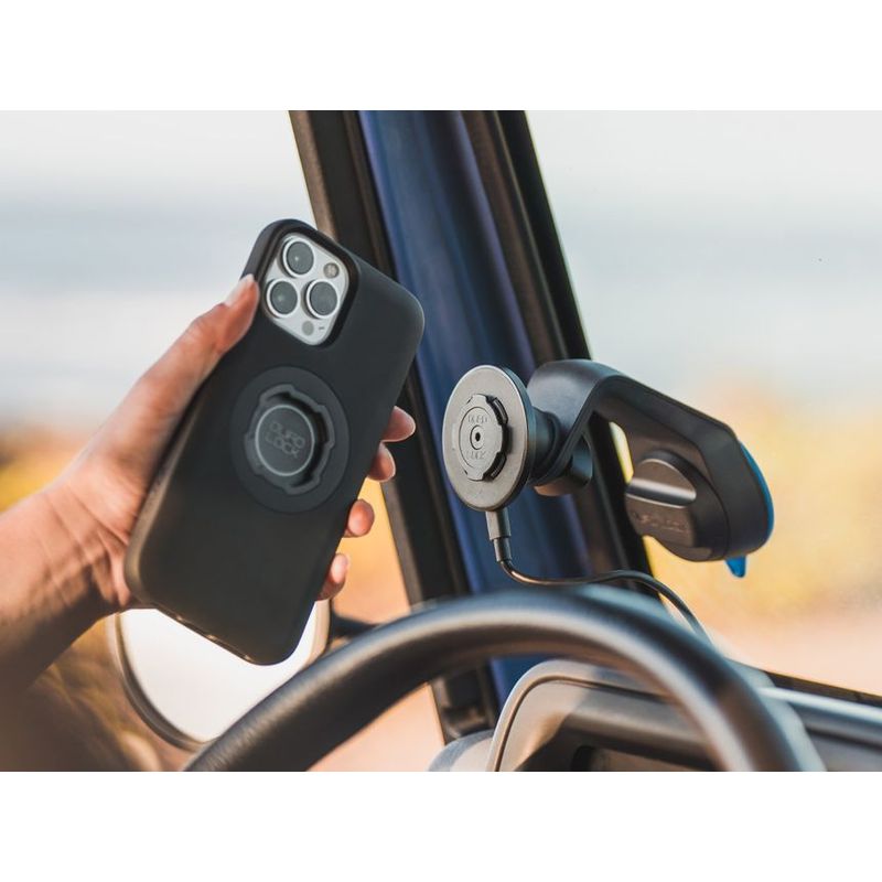 Verstelbare Smartphone Houder Quad Lock Fietshouder Set – Verstelbare Stuurkap Bevestiging MAG Hoes Voor IPhone 12 Mini QUADLOCK Promo