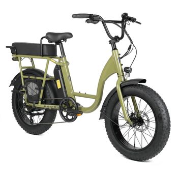 Pedal Brewer Electric Fat Tyre Cruiser Bike 540Wh Battery - Green