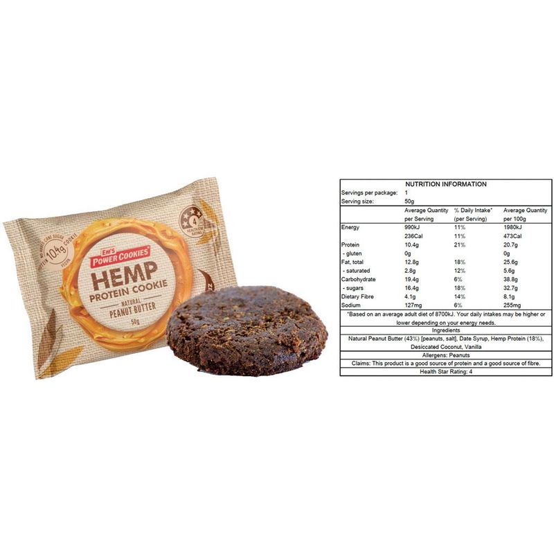 Em's Hemp Protein 60g Cookies (15 Pack)