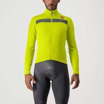 Castelli Puro 3 FZ Jersey Electric Lime/Silver Reflex
