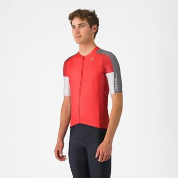 Castelli Entrata 6 Jersey Red/Smoky Grey